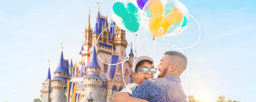 Oferta Disneyworld 2024, Disney Irlanda , atraccion tickect Irlanda Guests-with-balloons-at-cinderella-castle