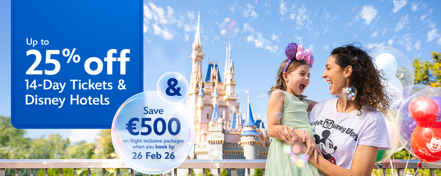 Up to 25% off 14-Day Tickets & Hotels in 2026! - Save on Your 2026 Walt Disney World Holiday!