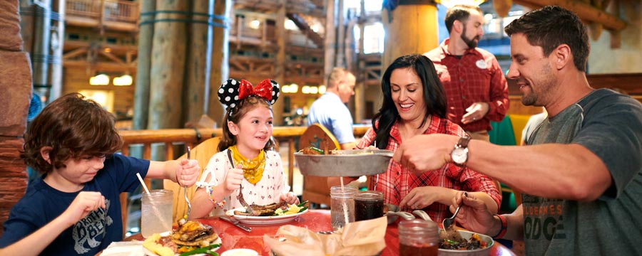 Family enjoying breakfast at Whispering Canyon Cafe