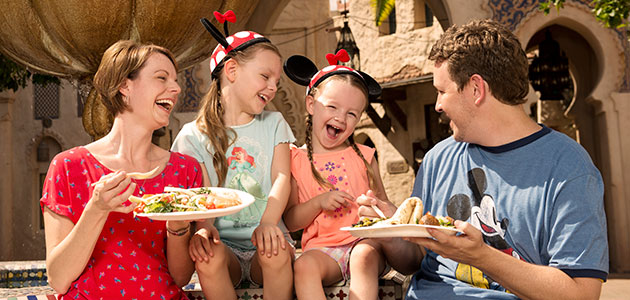 Family dining at Morocco Pavillion at Epcot.