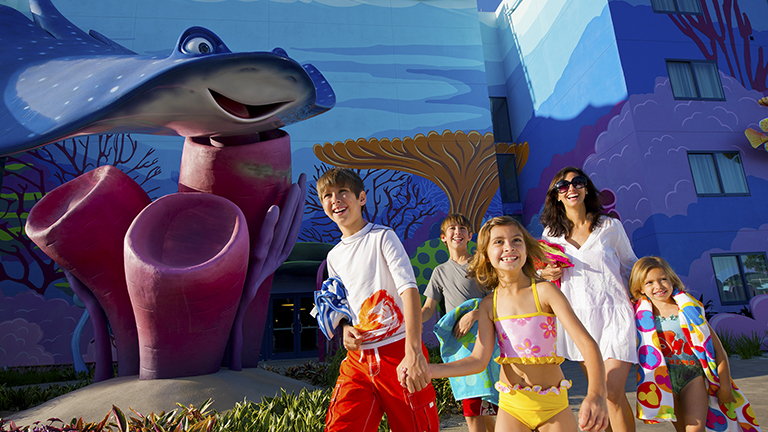 Family exploring Disney's Art of Animation Resort