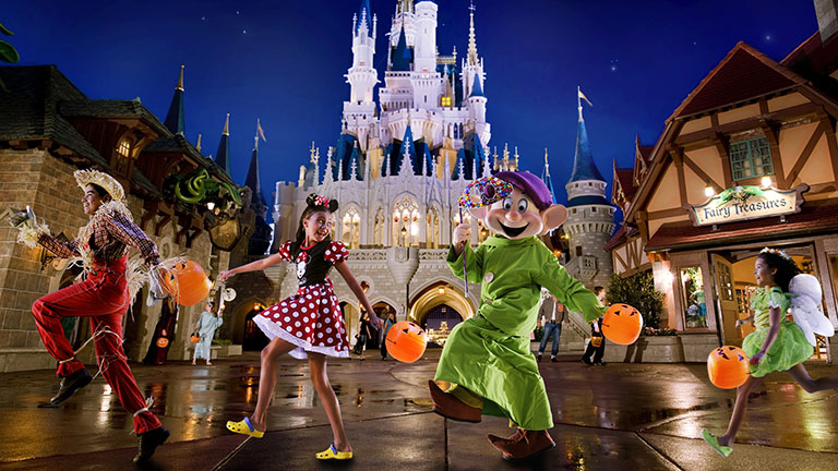 Guests experiencing the Halloween Festival in Magic Kingdom