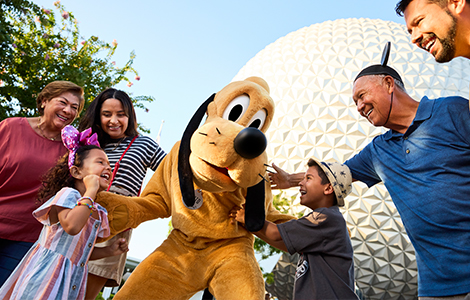 Family with Pluto in EPCOT