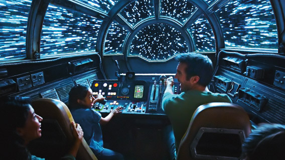 Guests on Millennium Falcon: Smugglers Run at Disney's Hollywood Studios