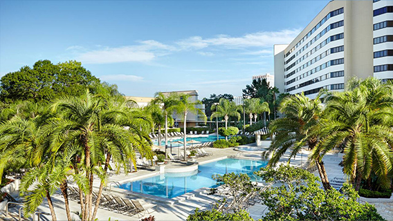 The exterior of Hilton Orlando Lake Buena Vista