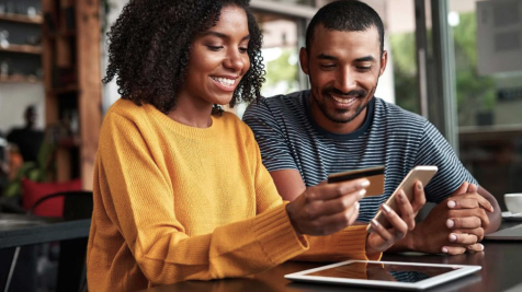 Couple making an instalment payment