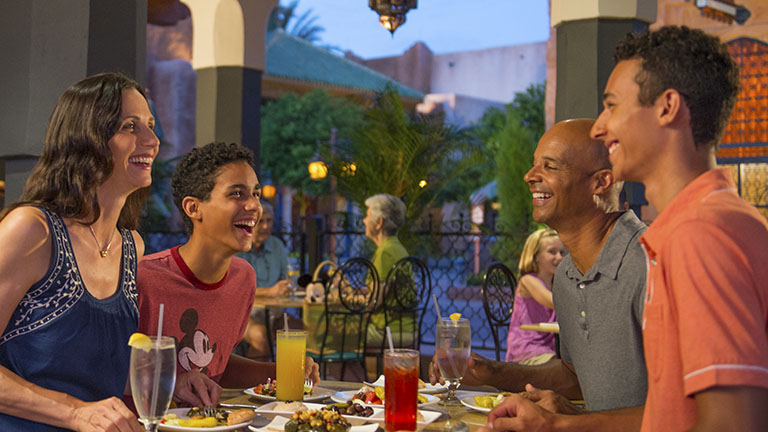 Family dining at Spice Road Table in Morocco at World Showcase at Epcot